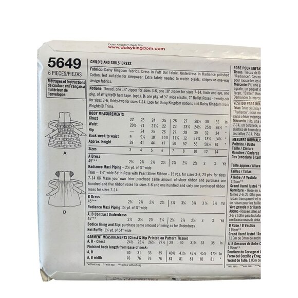 Simplicity Daisy Kingdom Sweet Memories Dress Pattern 5649 Childs Size 7-14 - Picture 2 of 2